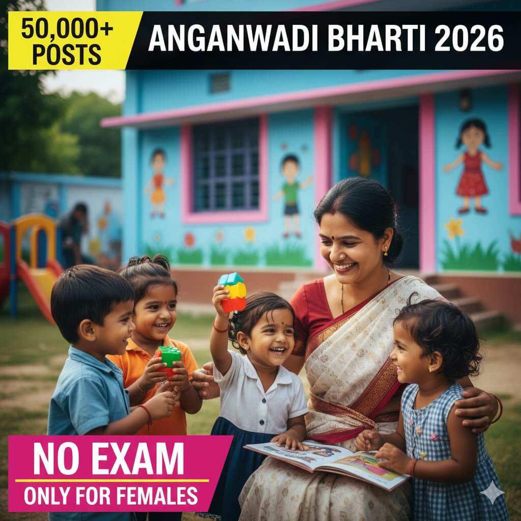 Anganwadi Bharti 2026 for Females Direct Selection 50000 Posts