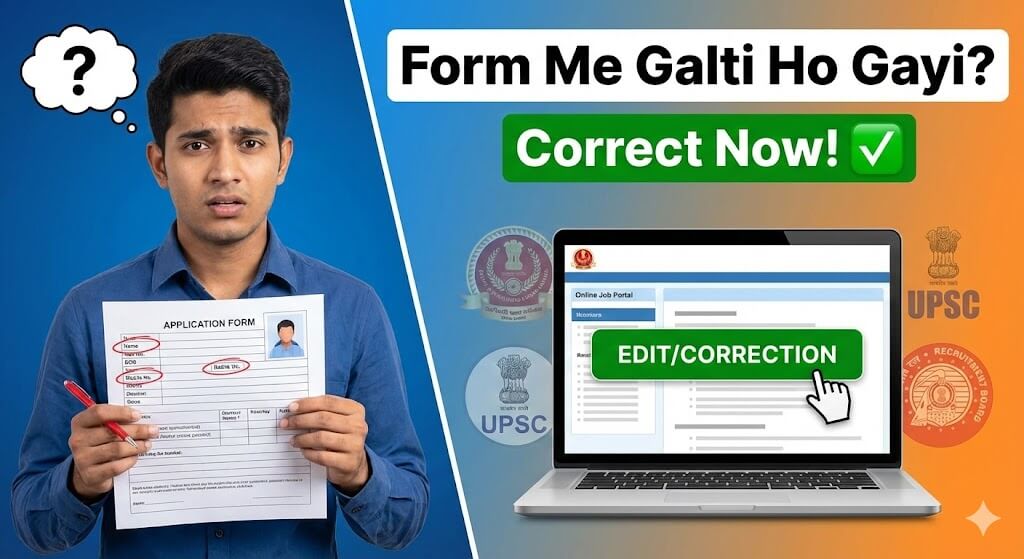 Job Application form correction window aur details edit karne ka process 📝
