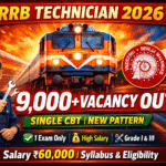 RRB Technician Recruitment 2026 Notification 9144 Vacancy Single CBT Pattern