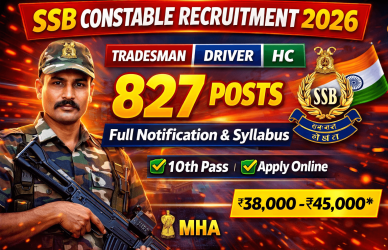 SSB Constable Recruitment 2026 Notification 827 Vacancy Selection Process